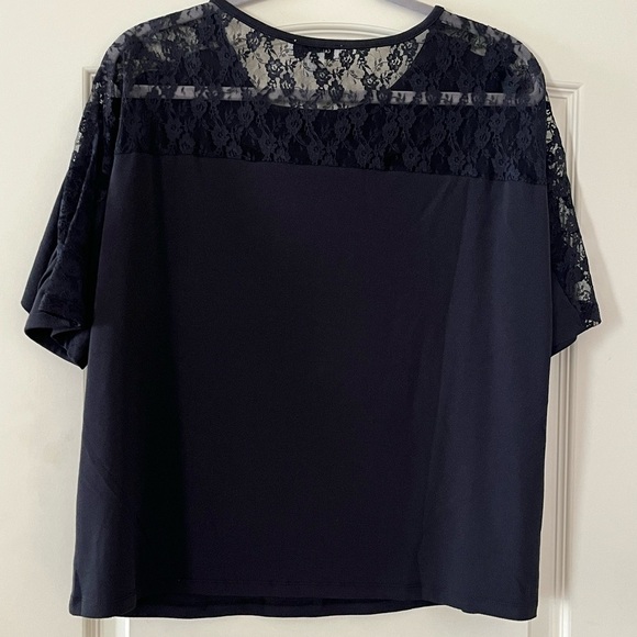 Calligraphie Brand Black with Lace Blouse women’s size Large - Picture 3 of 12